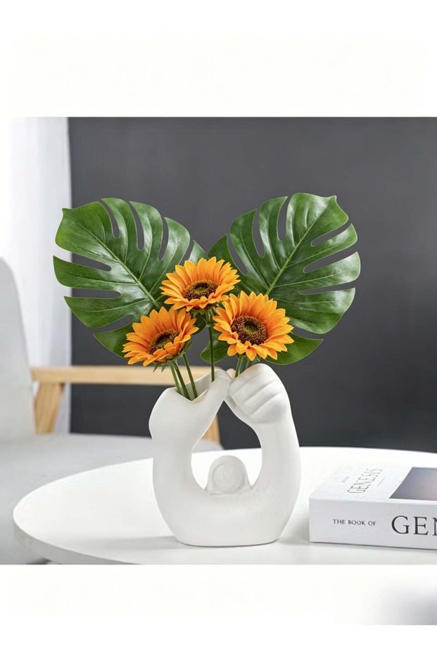 Nordic Minimalist Vase, Modern Ceramic Double Hole Vase With Center Decoration, Home Decoration Cer