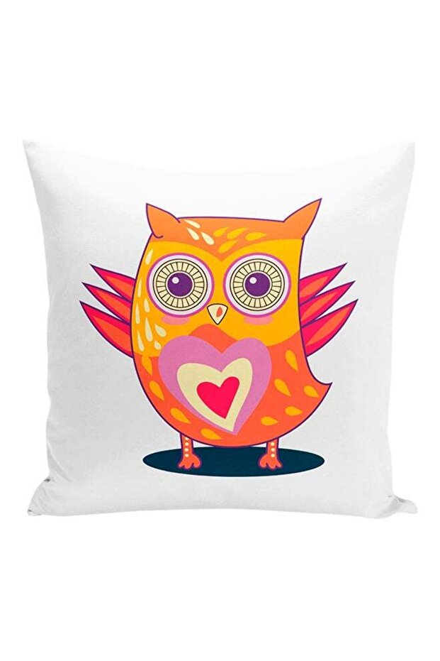 Cute Owl Love Heart Decorative Pillow White/Purple/Orange 16x16inch