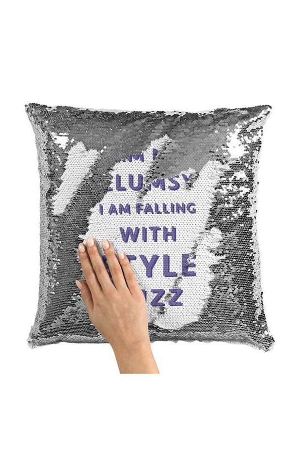Buzz Clumsy Sequin Throw Pillow With Stuffing Multicolour 16x16inch