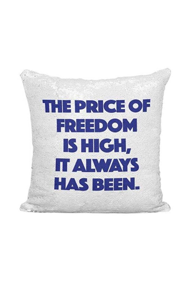 Quote Printed Sequint Throw Pillow Silver/White/Blue 16x16inch