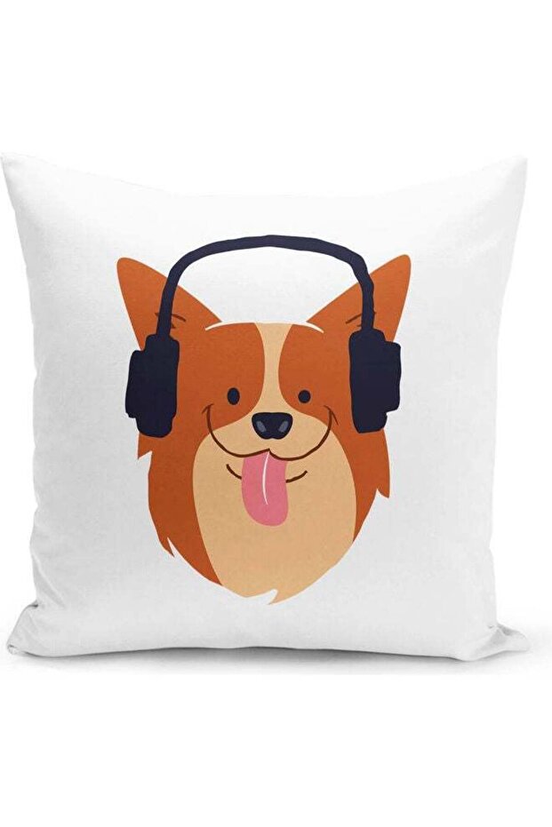 Cute Fox Design Decorative Pillow White/Orange
