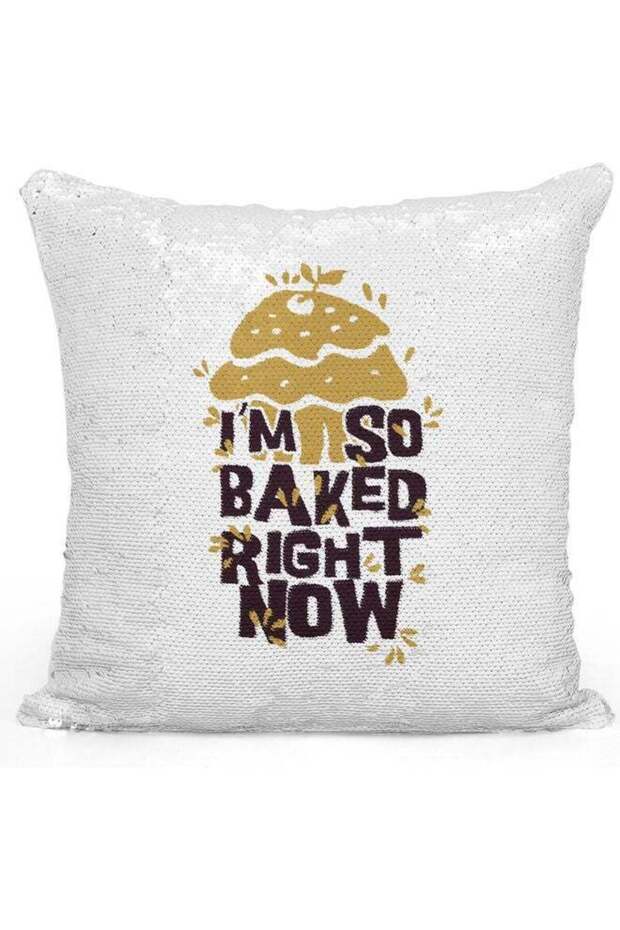 Funny Mushroom Sequin Decorative Throw Pillow White/Brown/Silver 40x40cm