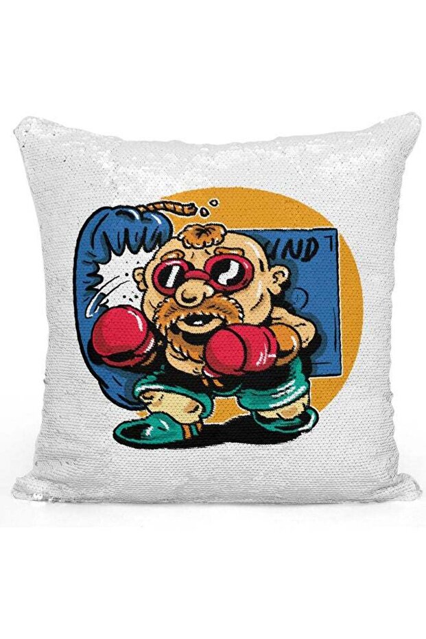 Boxig Champion Themed Sequin Decorative Throw Pillow White/Silver 40x40cm