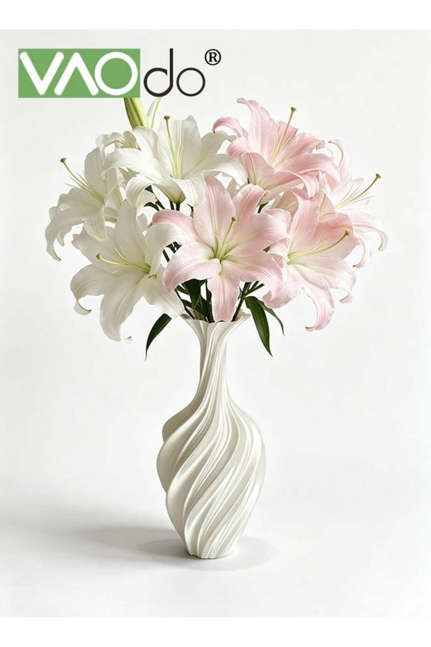 3D Cylindrical Threaded Vase, Modern Threaded Rotating Vase, Simple Fluted Vase, Suitable for Livin