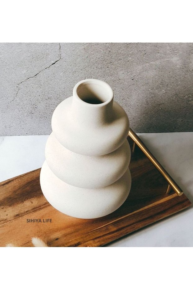 Off White Wave Design Flower Vase | with 20pcs vase fillers | Modern Minimalist Flower Vase for Ele