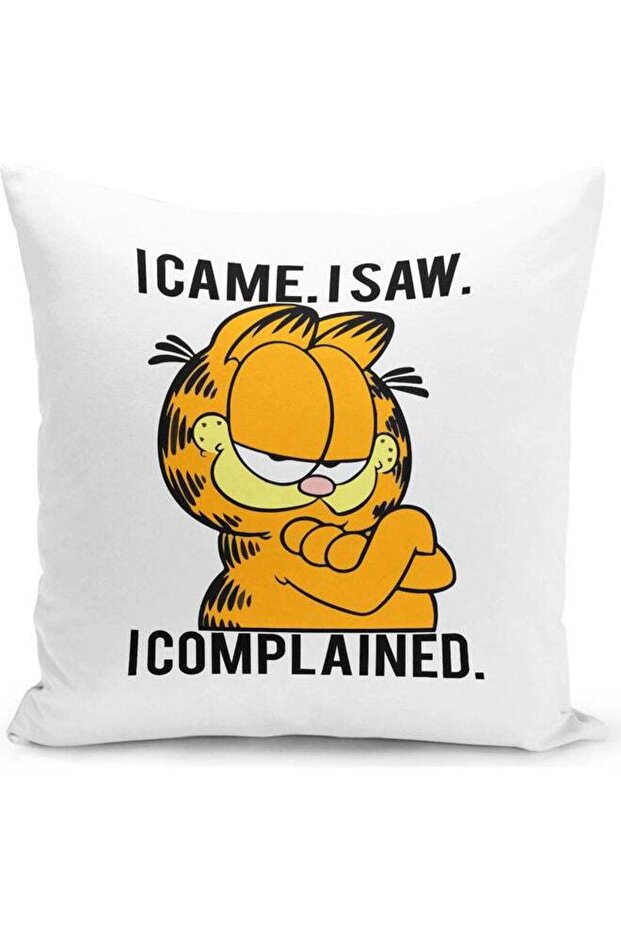 I Came Saw Complaint Quote Themed Throw Pillow White/Pink/Yellow 16x16inch