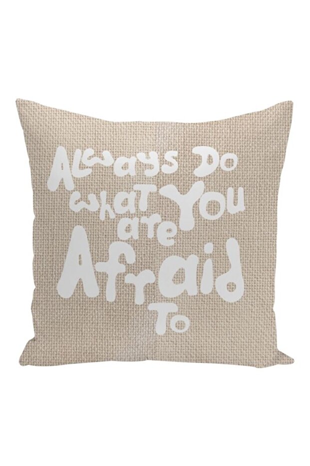 Quote Printed Decorative Pillow Beige/White 16x16inch