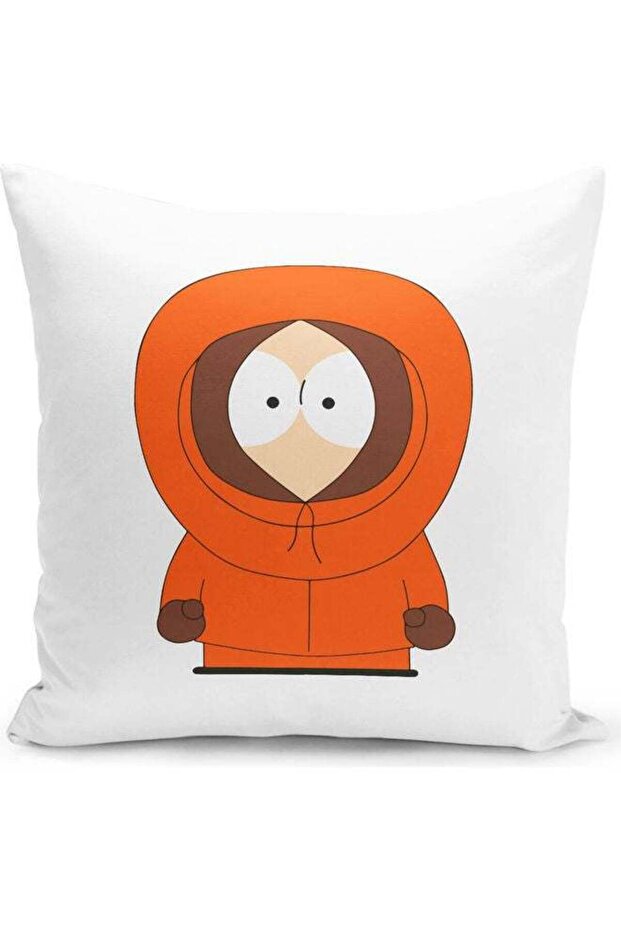 Cute Kenny Mccormick South Park Character Themed Throw Pillow White/Orange/Brown 16x16inch