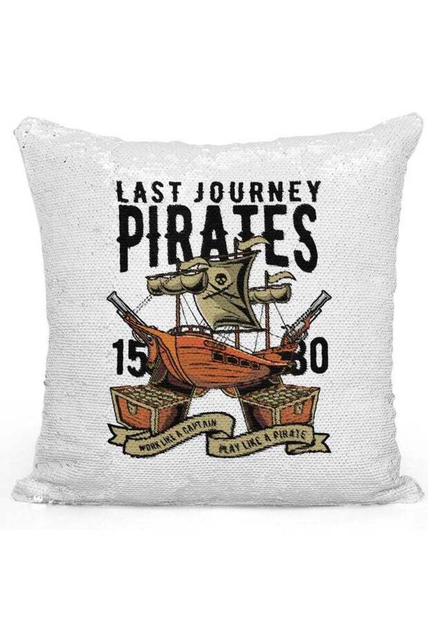 Last journey Quote Themed Sequin Decorative Throw Pillow Multicolour 40x40cm