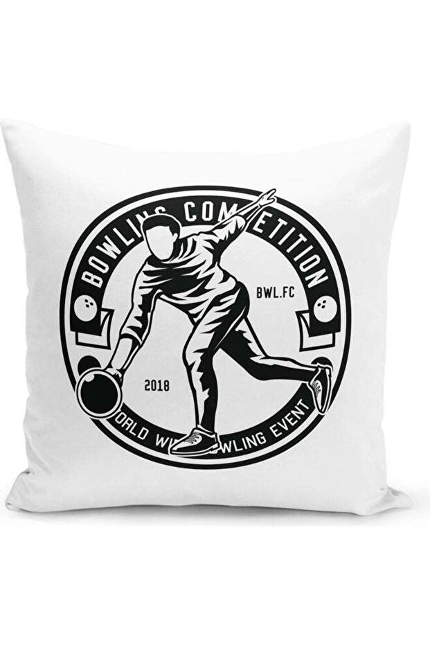Bowling Printed Decorative Pillow White/Black