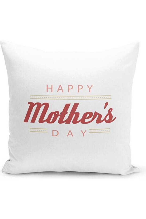 Motherly Themed Decorative Throw Pillow White/Red/Yellow 40x40cm