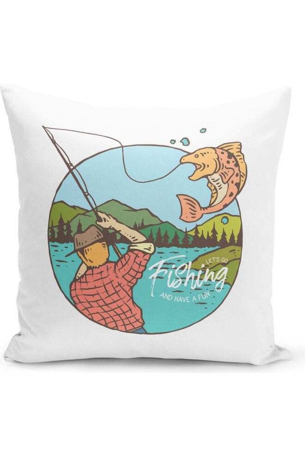 Fishing Design Decorative Pillow Multicolour