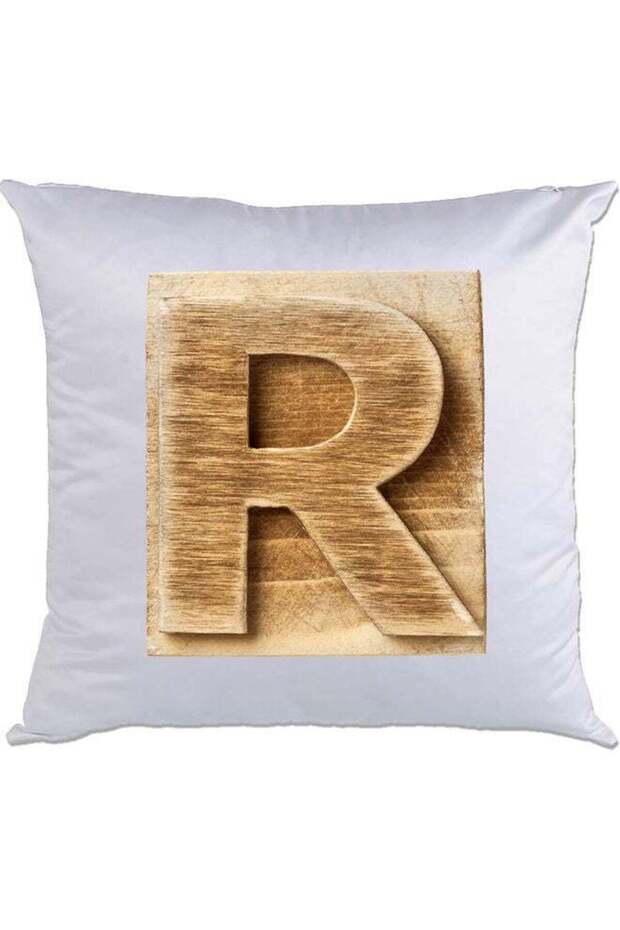 R-Printed Decorative Pillow White/Brown 40 x 40cm