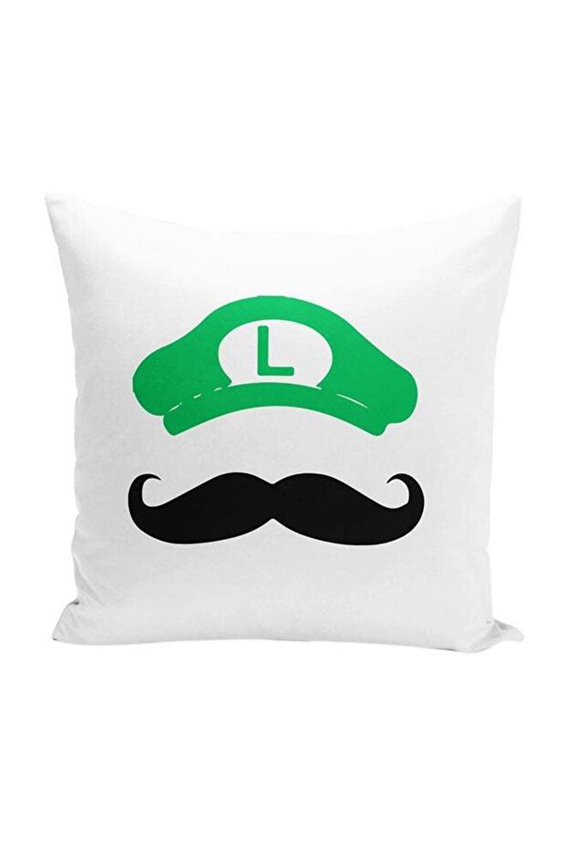 Mustache Green Decorative Throw Pillow White/Black/Green 16 x 16inch