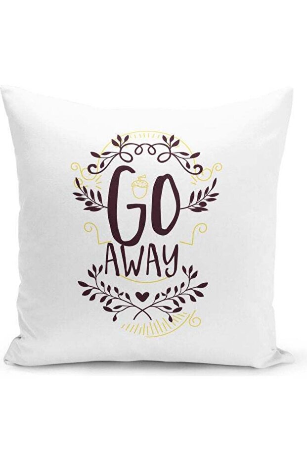 Go Away Quote Decorative Throw Pillow White/Black