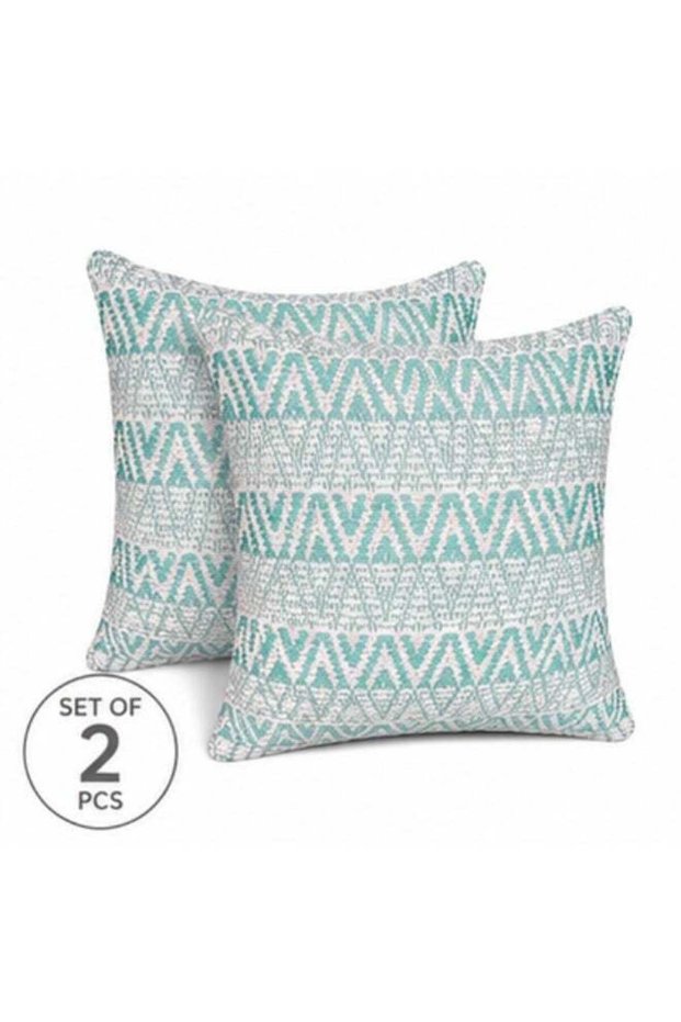 Lavish Touch Set of 2 Decorative Throw Pillow Covers 20 x 20 Inch, 100% Hand Woven Cotton Cushion C