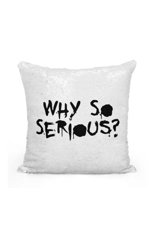 Serious Printed Sequined Throw Pillow Silver/White/Black 16x16inch