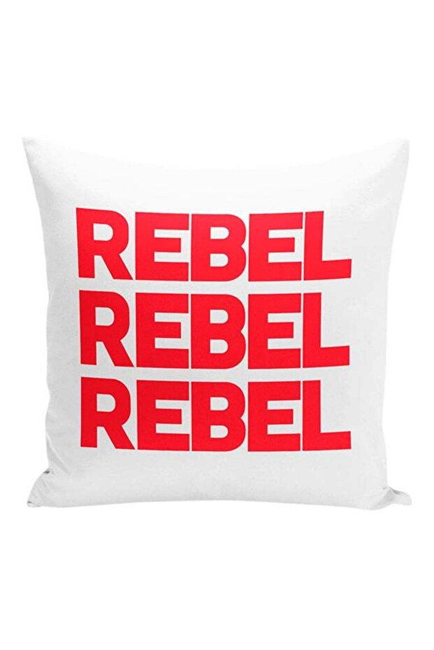 Rebel Rebel Rebel Decorative Pillow White/Red 16x16inch