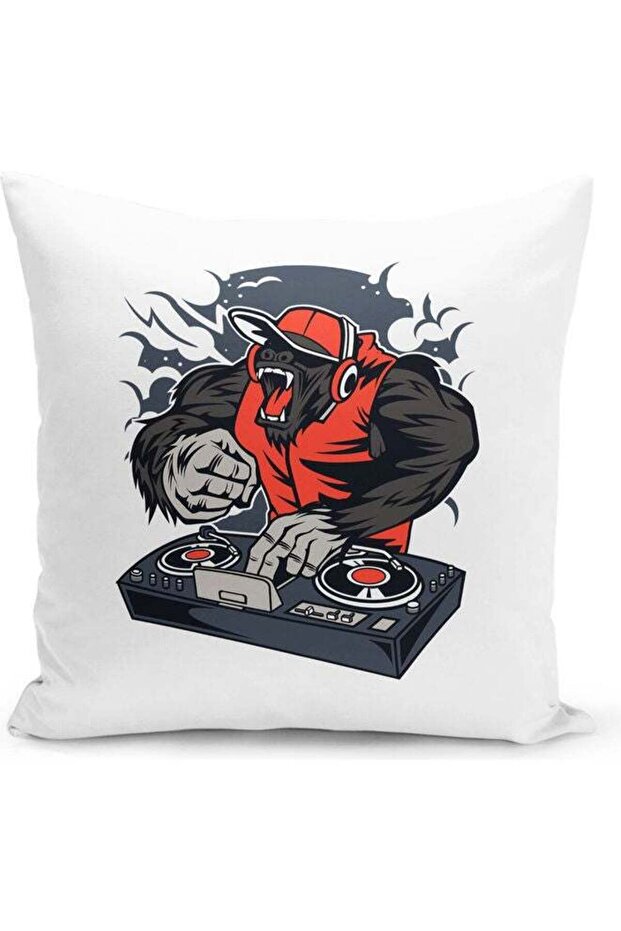 Angry Monster Themed Decorative Throw Pillow White/Red/Grey 40x40cm