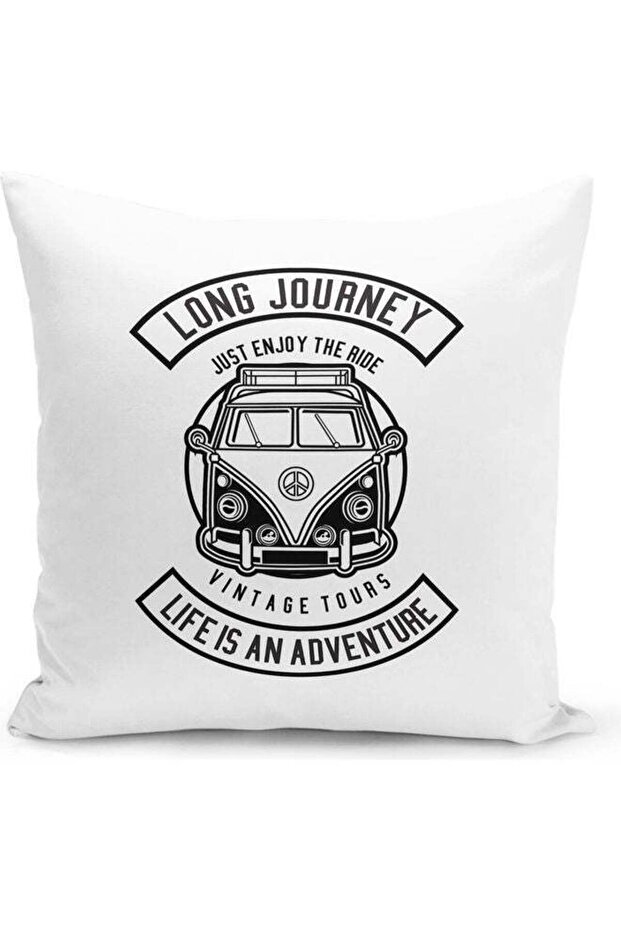 Long Journey Decorative Pillow White/Black