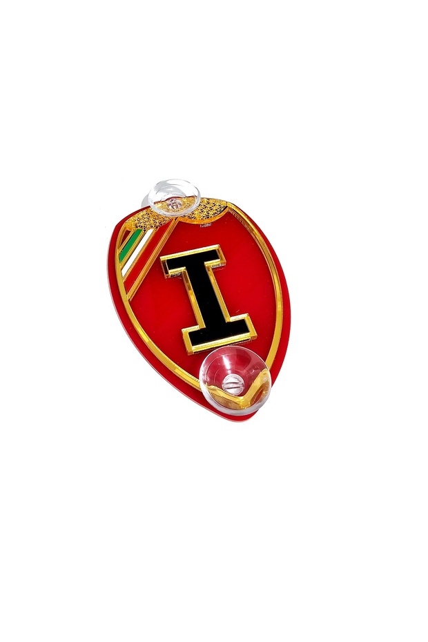 Glass Ornament Labels Indispensable for Special Italian Crests Double Layer Plexi Red and Gold Design Accessory with Suction Cup