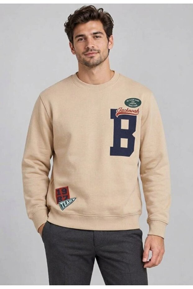 Men's and Women's 3-Thread Zero-Waste N Star Printed Crew Neck Sweatshirt