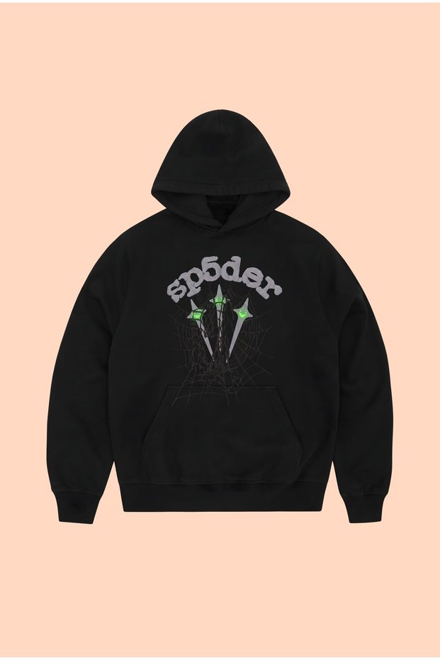 Sp5Der X Nocta Printed Unisex Oversize Black Cotton Hooded Printed Sweatshirt Hoodie
