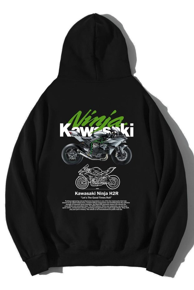 Unisex Oversize Kawasaki Hoodie Black