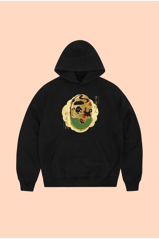 Bape Japan Printed Unisex Oversize Black Cotton Hooded Printed Sweatshirt Hoodie
