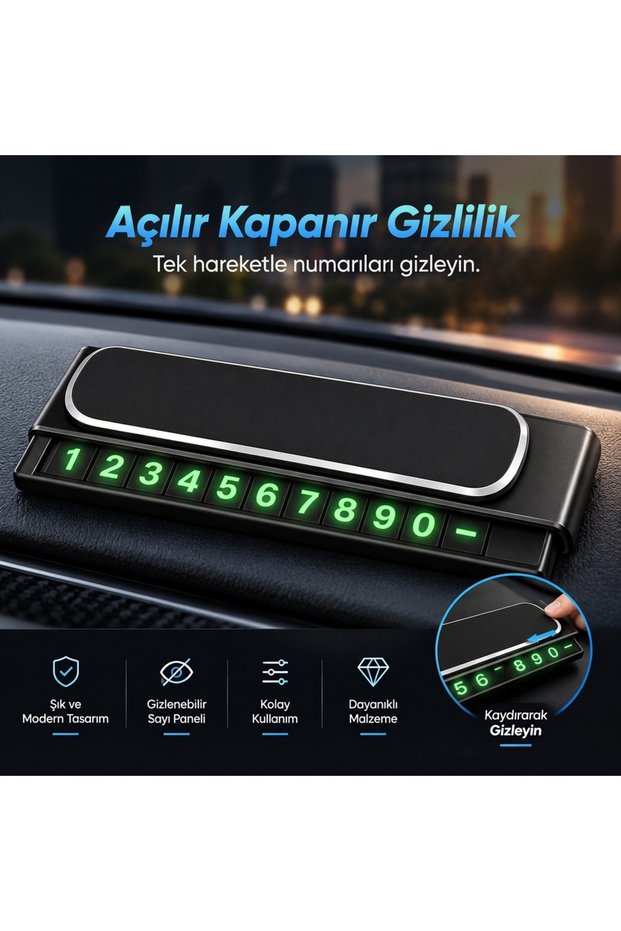 Premium Retractable In-Car Highlighted Phone Number Parking Number – Auto Parking Card