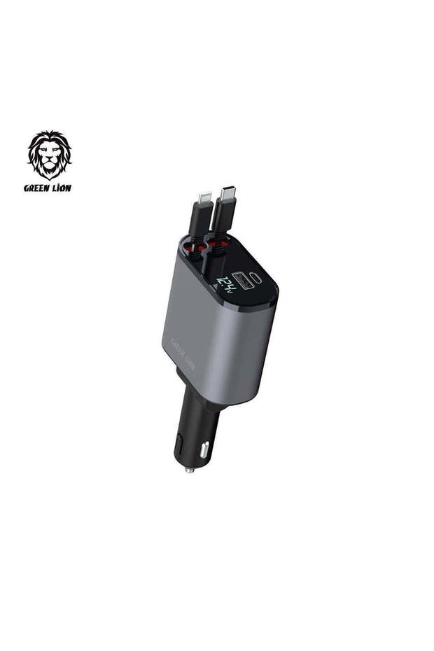 Integrated Car Charger with Retractable Cables 38W - Gray