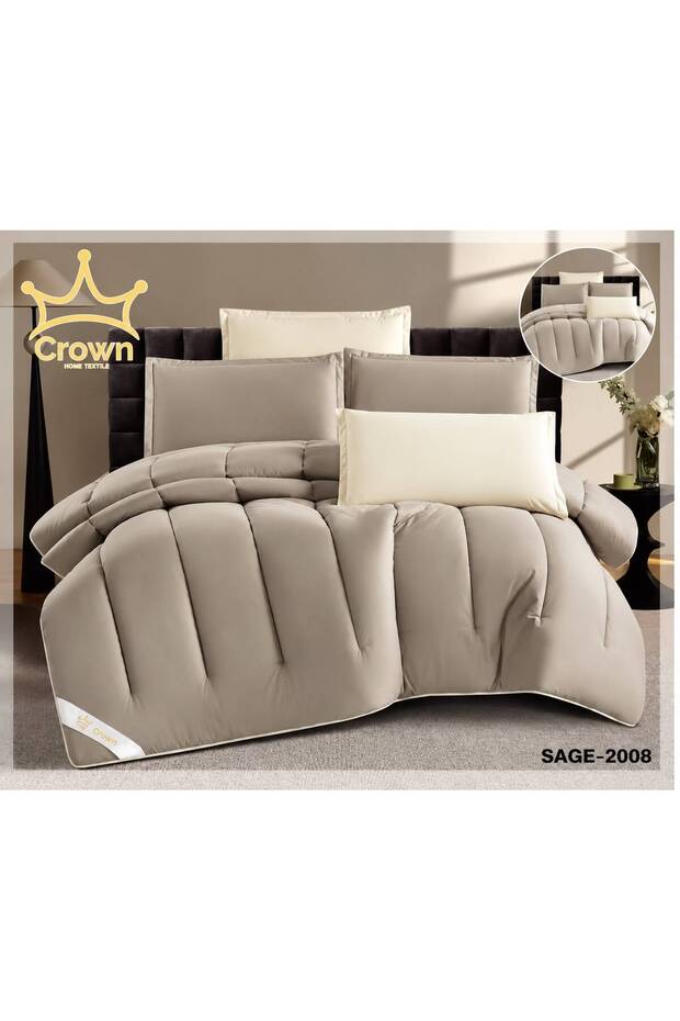Solid Color Double-Sided Bedspread 6Pcs with Fixed Insert - Modern Hotel Style _ 200*200 -Solid Color 6Pcs Comforter Set