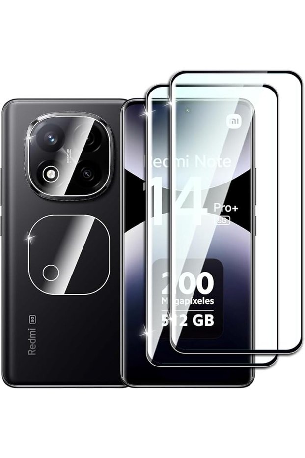 [عبوة 2+2] واقي شاشة لهاتف شاومي ريدمي نوت 14 برو+ 5G/ريدمي نوت 14 برو بلس 5G مقاس 6.67 بوصة مع غطاء حماية