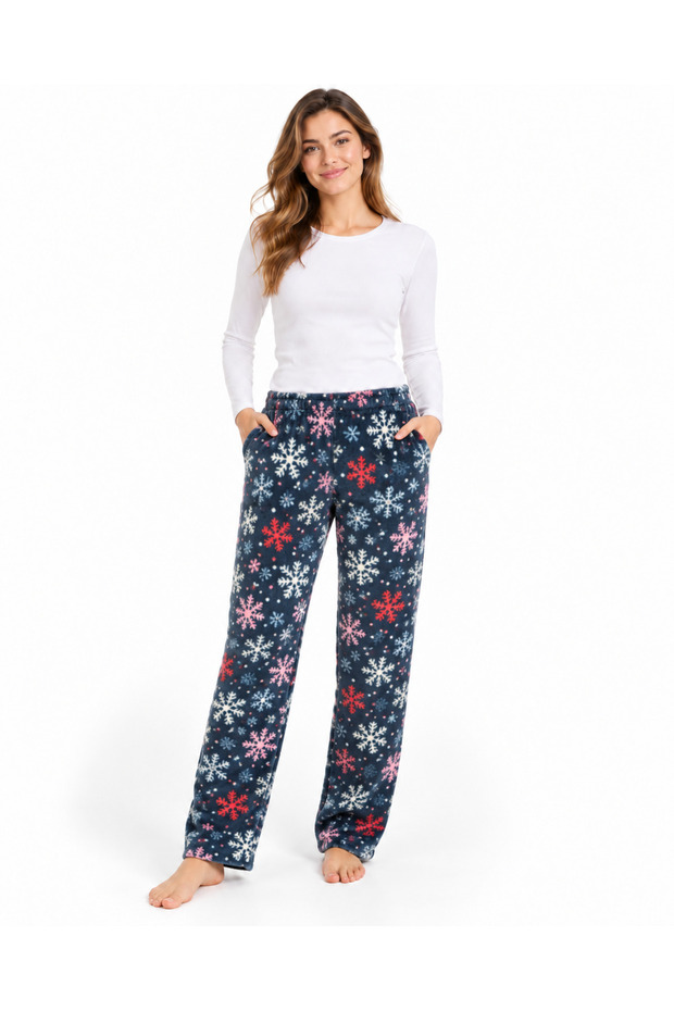 Women's Fleece Textured Patterned Relaxed Fit Sweatpants 96 cm