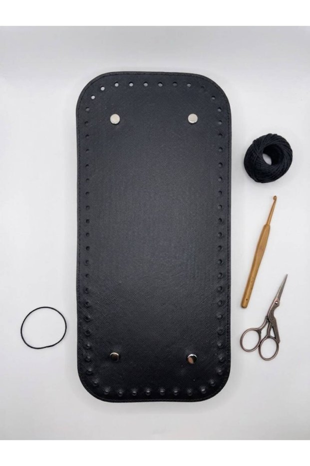 Rivetli Rectangular Leather Bag Base Black 15X31