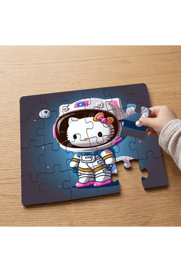24 Piece Wooden Children's Puzzle with Astronaut Kitten Design Mpk0093