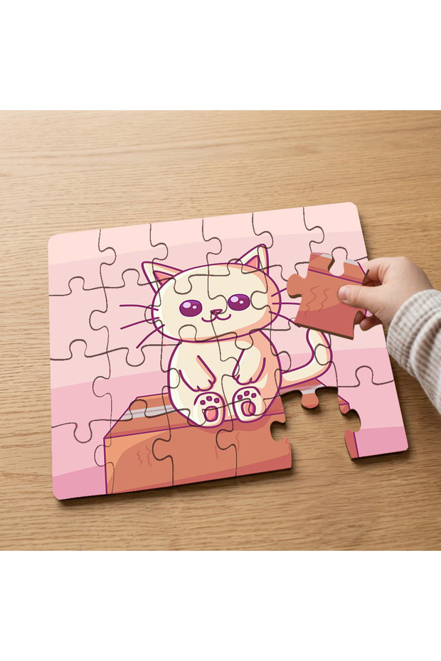 24 Piece Wooden Children's Puzzle with Sitting Cute Kitten Design Mpk0292