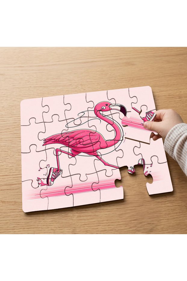 Running Pink Flamingo Design 24 Piece Wooden Children's Puzzle Mpk0500