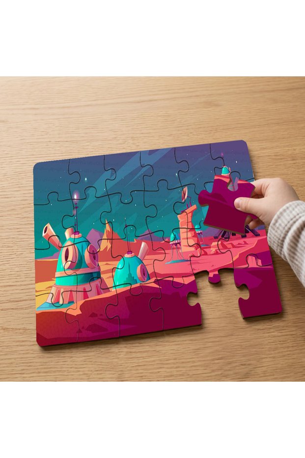 24 Piece Wooden Children's Puzzle with Space Vehicles Design Mpk0808
