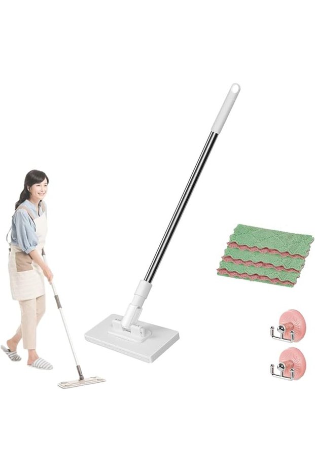 Automatic Cloth Changing Mini Mop, Lazy Mop, Zero Touch Disposable Dust Mop with Reusable Cloths, Cl