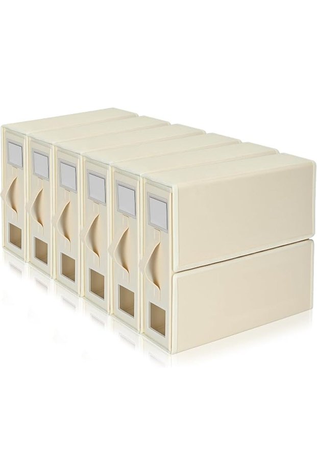 6 Pcs Bed Sheet Organisers Folding Storage, Bedding Storage Box, Beige
