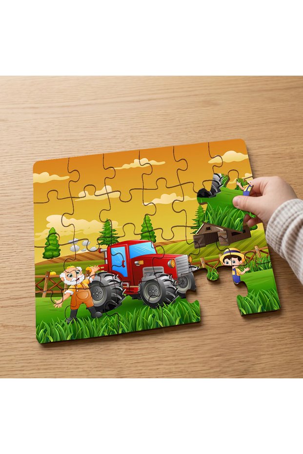 24 Piece Wooden Children's Puzzle with Cheerful Farm Design Mpk0225