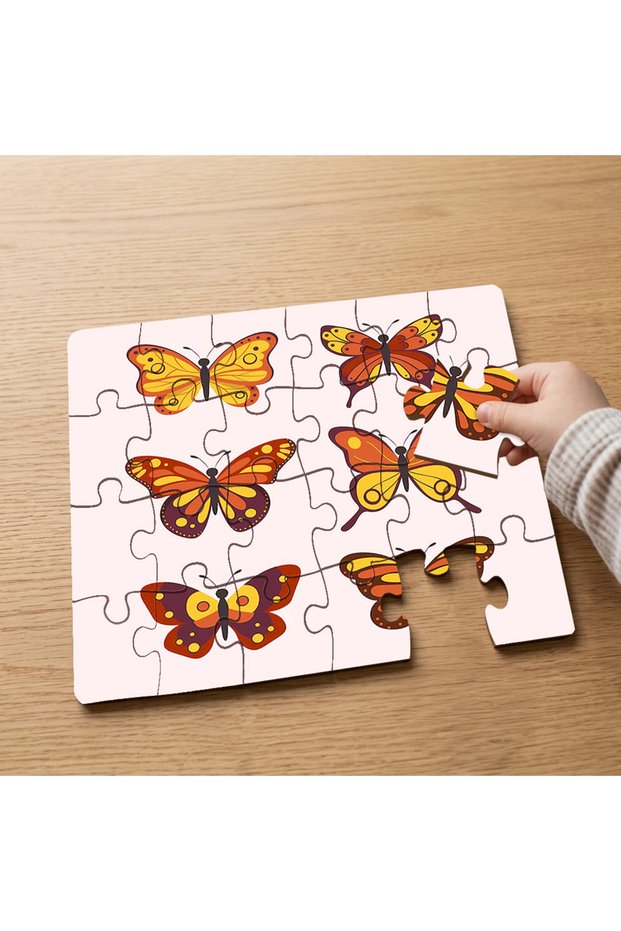 24 Piece Wooden Children's Puzzle with Various Orange Butterflies Design Mpk0514