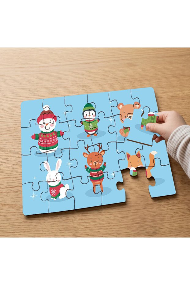 24 Piece Wooden Children's Puzzle with Cute Christmas Animals Design Mpk0247