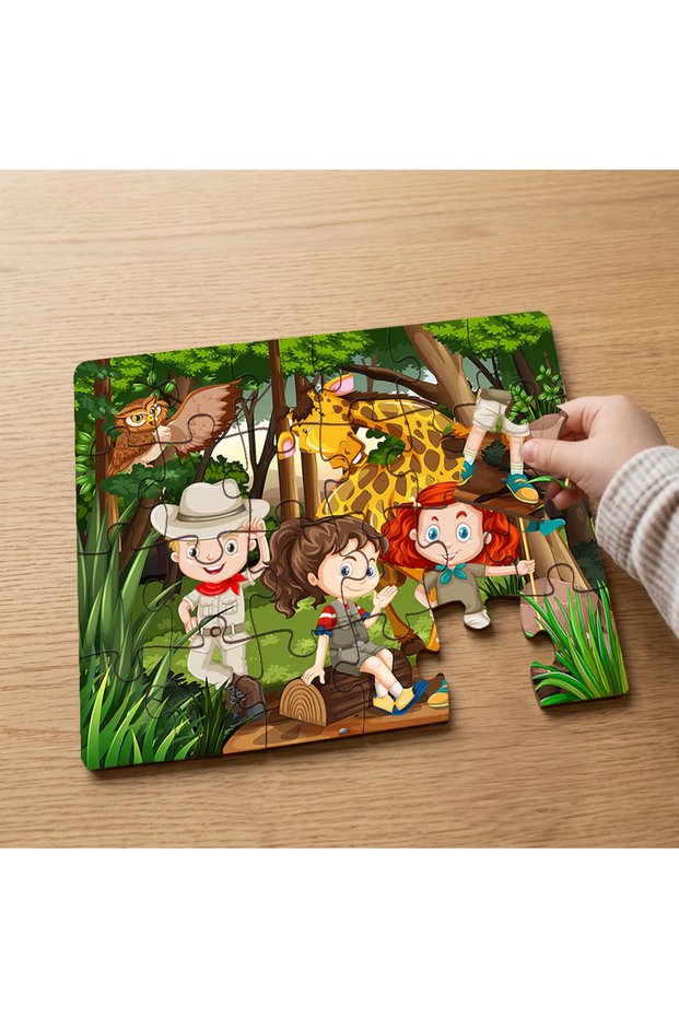 24 Piece Wooden Children's Puzzle with Animals and Kids Design Mpk0239