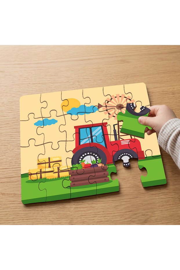 24 Piece Wooden Children's Puzzle with Tractor Design on the Farm Mpk0476