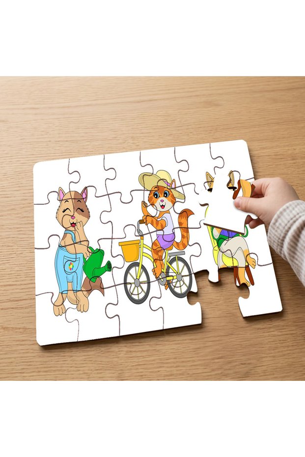 24 Piece Wooden Children's Puzzle with Cute Kittens Design Mpk0363