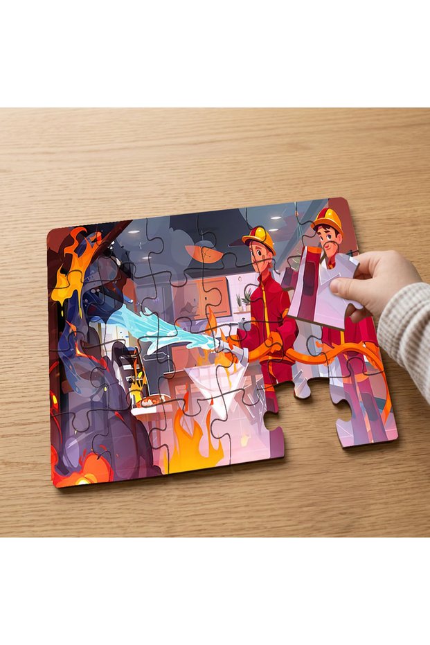 24 Piece Wooden Children's Puzzle with Fire Fighting Hero Firefighters Design Mpk0490