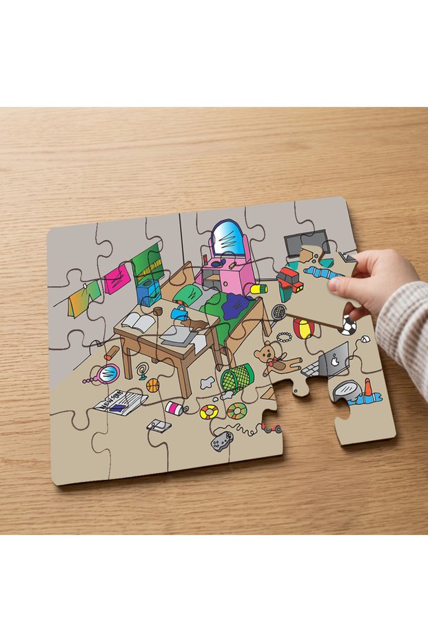 Playroom - 24 Piece Wooden Children's Puzzle with Scattered Toys Design Mpk0840