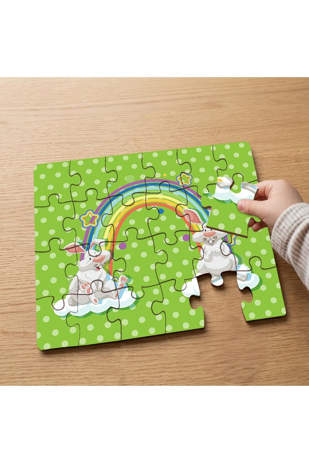 Cute Rabbits - 24 Piece Wooden Kids Puzzle with Rainbow Design Mpk1161